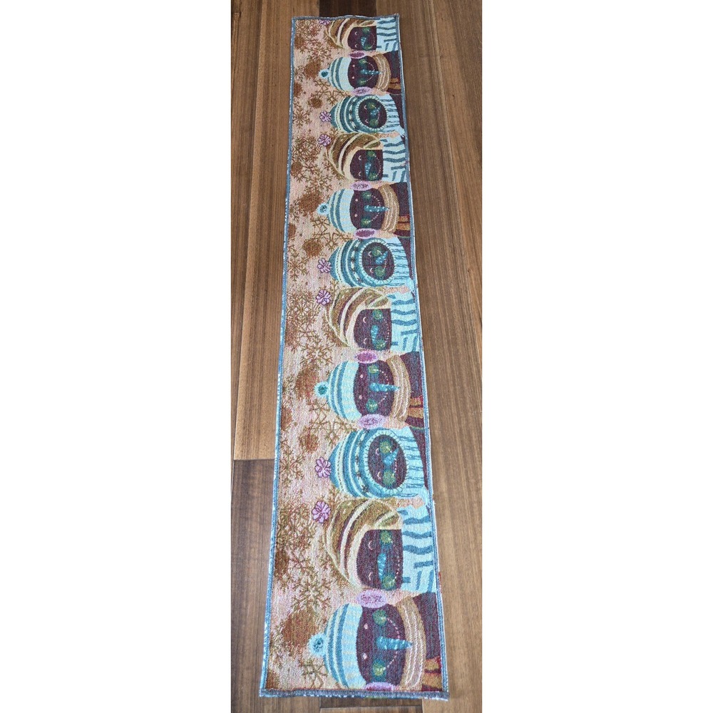Holiday Snowman Woven Tapestry Table Runner Metallic Sparkle Christmas 63x 12 - Picture 5 of 8
